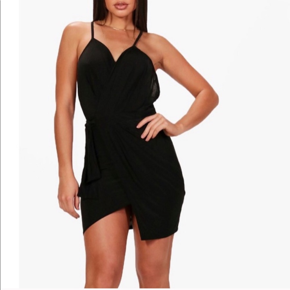 Slinky black wrap dress